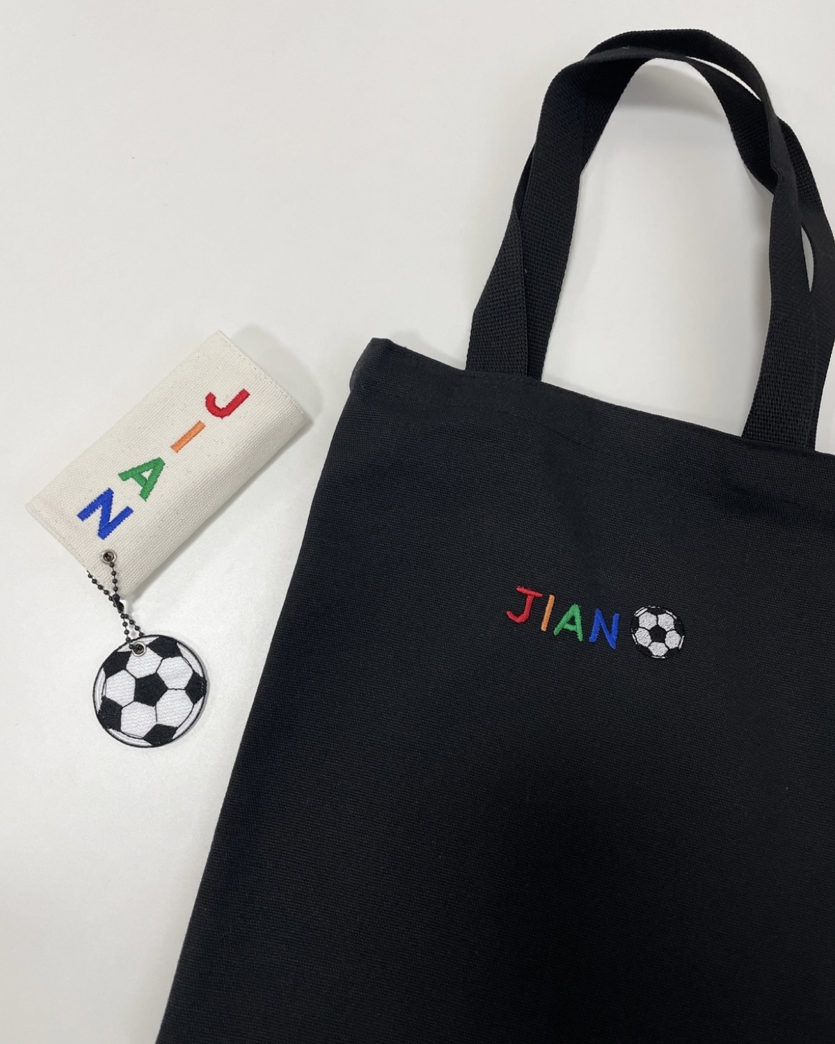 축구공 자수 가방